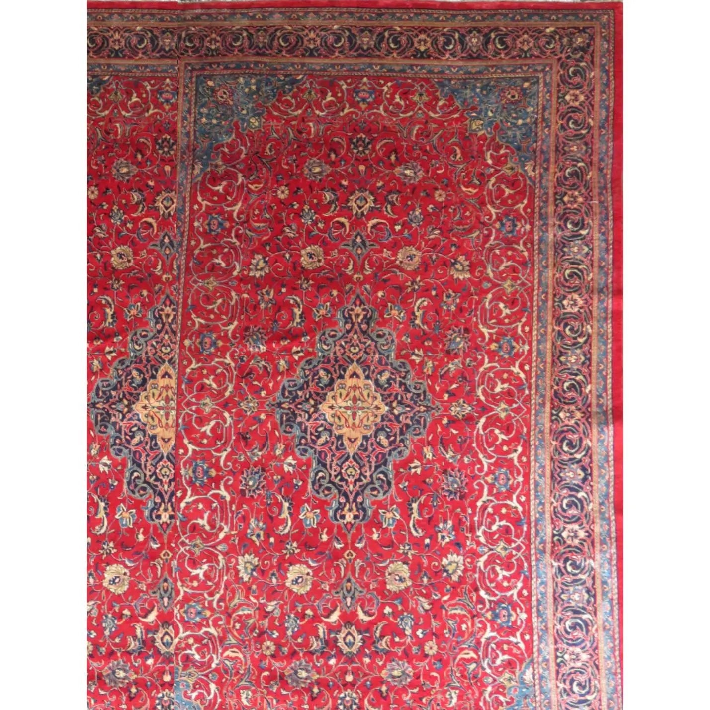One Of The Kind Hand-Knotted Persian Wool Rug _ Luxurious Vintage Design, 16'7" x 9'5", Artisan Crafted